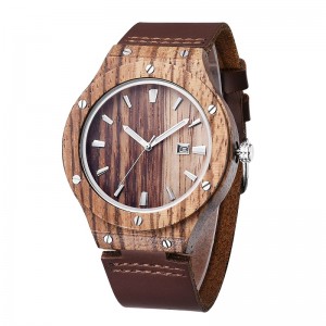 Đồng hồ nam thiết kế phong cách bằng gỗ với dây đeo bằng da mềm Phong trào Nhật Bản Đồng hồ nam